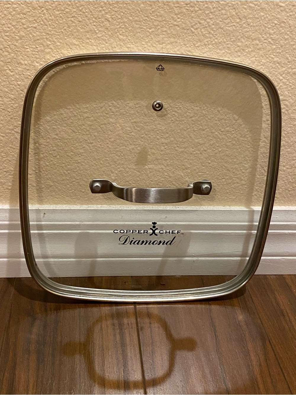 Copper Chef Replacement Diamond Glass Square Lid - Clear with Stainless Rim 9.5”